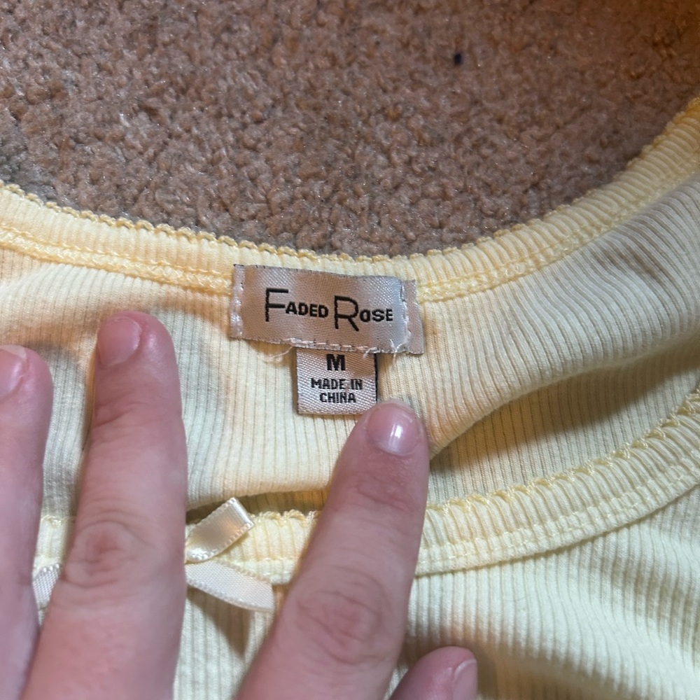 Yellow Ribbed Women's Top - Picture 2 of 2